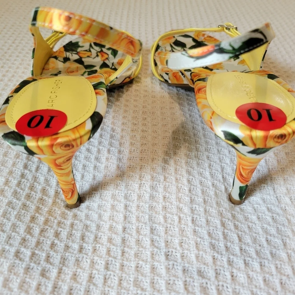 Floral Yellow Strappy Heels - Picture 8 of 13